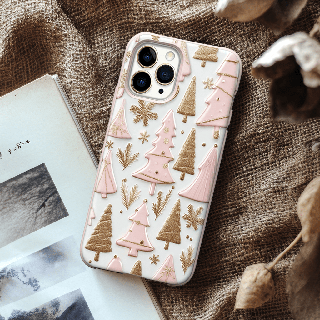 Sweet Pink Christmas  Phone Cases, Available in Multiple Styles, iPhone, Pixel, Samsung