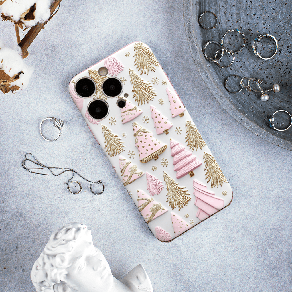 Sweet Pink Christmas  Phone Cases, Available in Multiple Styles, iPhone, Pixel, Samsung