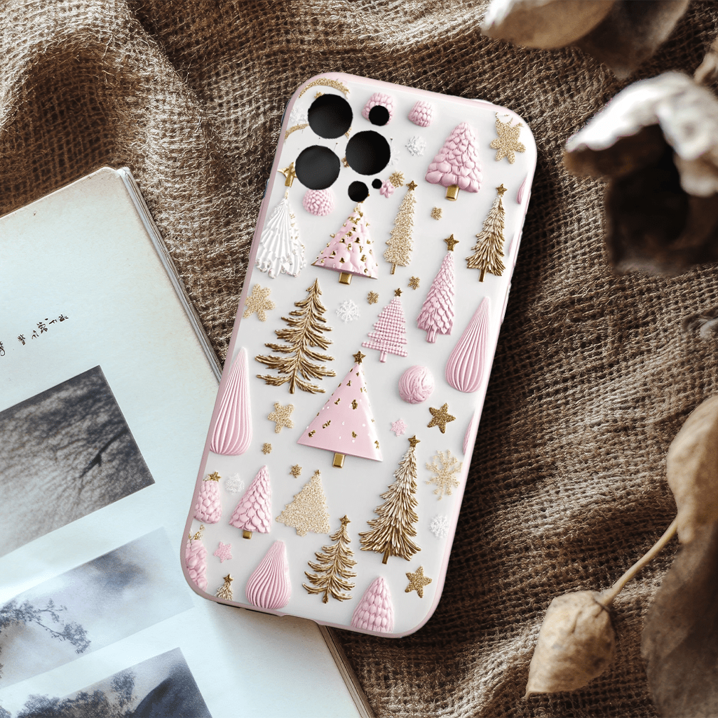 Sweet Pink Christmas  Phone Cases, Available in Multiple Styles, iPhone, Pixel, Samsung