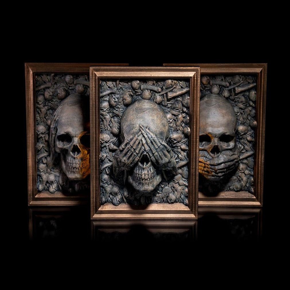 Three Wise Skulls, Halloween wall decoration, Creative three-dimensional decoration