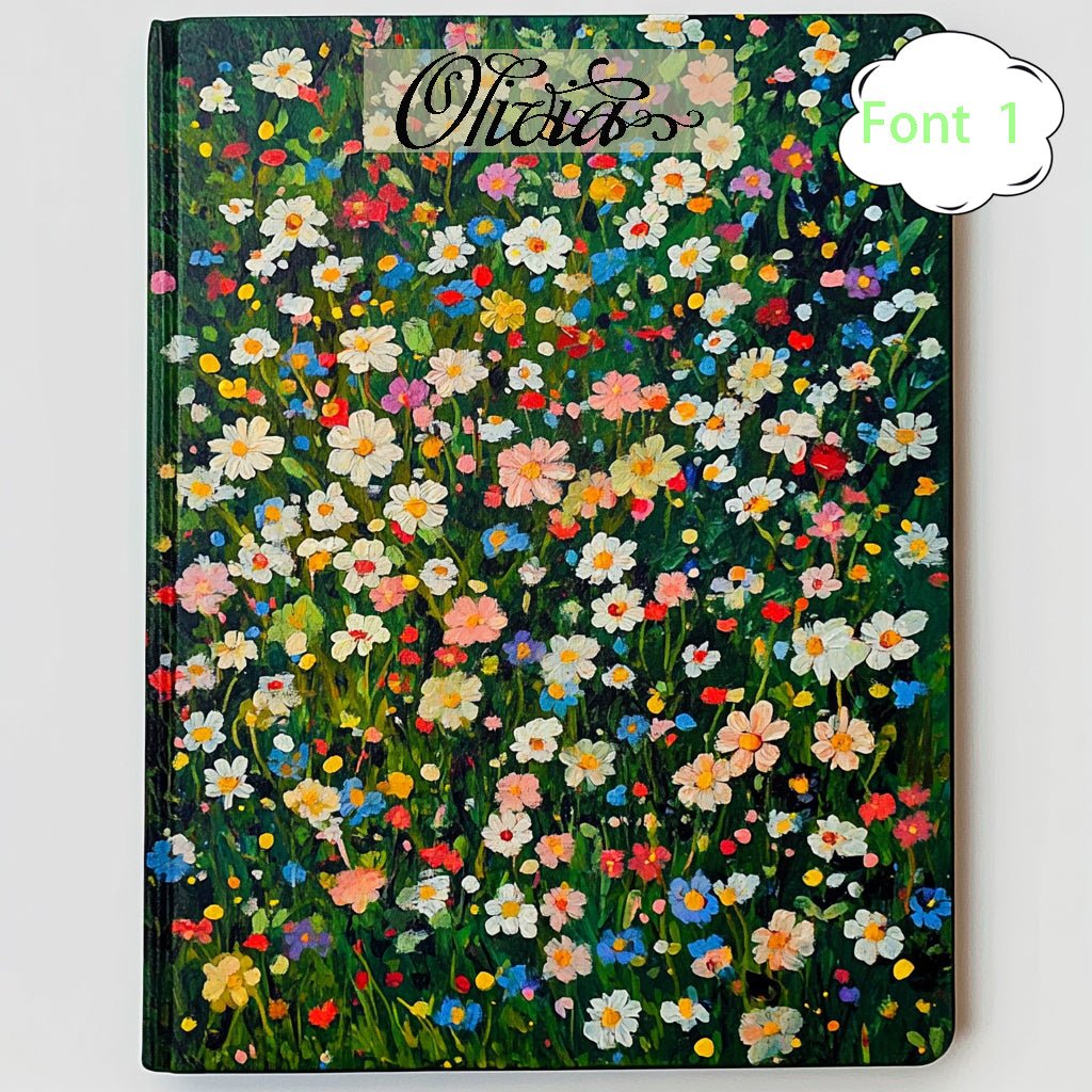 Wildflower Hardcover Personalized Diary, Customized Notebook for Women