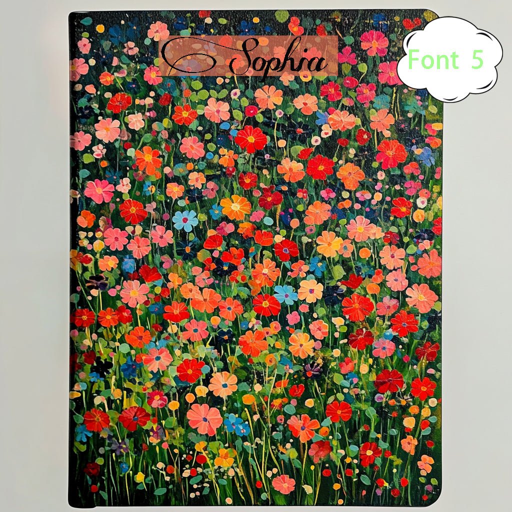 Wildflower Hardcover Personalized Diary, Customized Notebook for Women