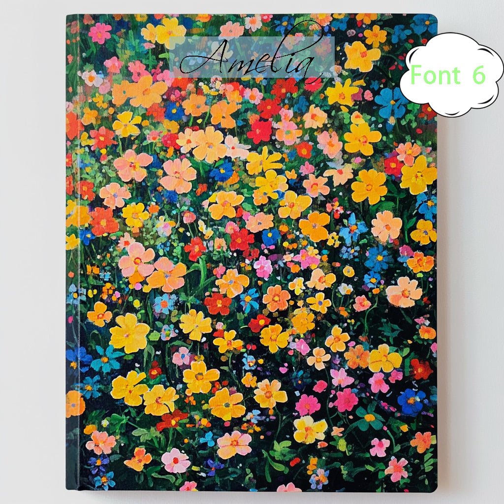 Wildflower Hardcover Personalized Diary, Customized Notebook for Women