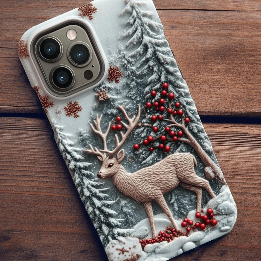 Winter Deer Trace Phone Case, Multiple Styles Available, iPhone, Pixel, Samsung