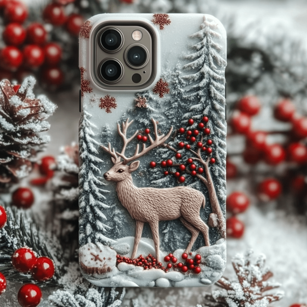 Winter Deer Trace Phone Case, Multiple Styles Available, iPhone, Pixel, Samsung