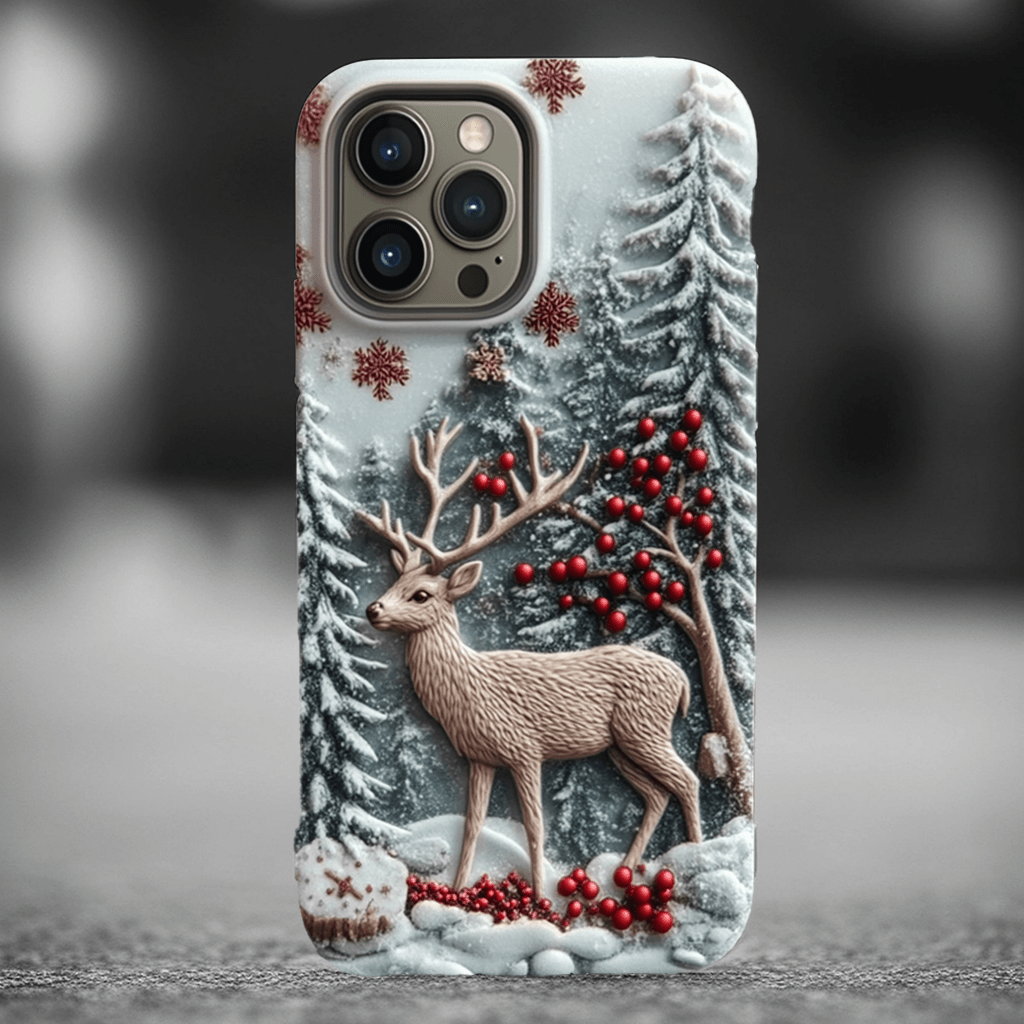 Winter Deer Trace Phone Case, Multiple Styles Available, iPhone, Pixel, Samsung