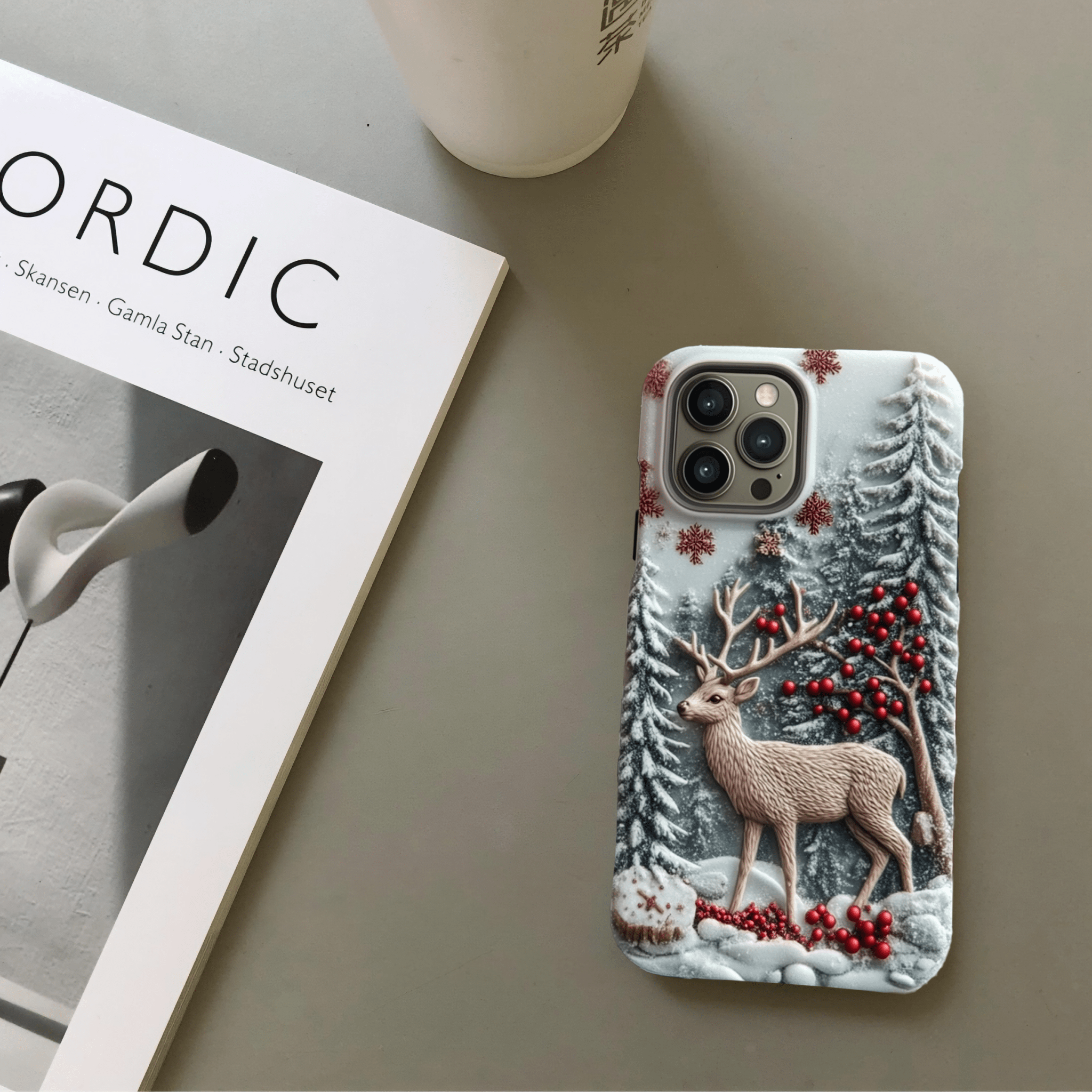 Winter Deer Trace Phone Case, Multiple Styles Available, iPhone, Pixel, Samsung