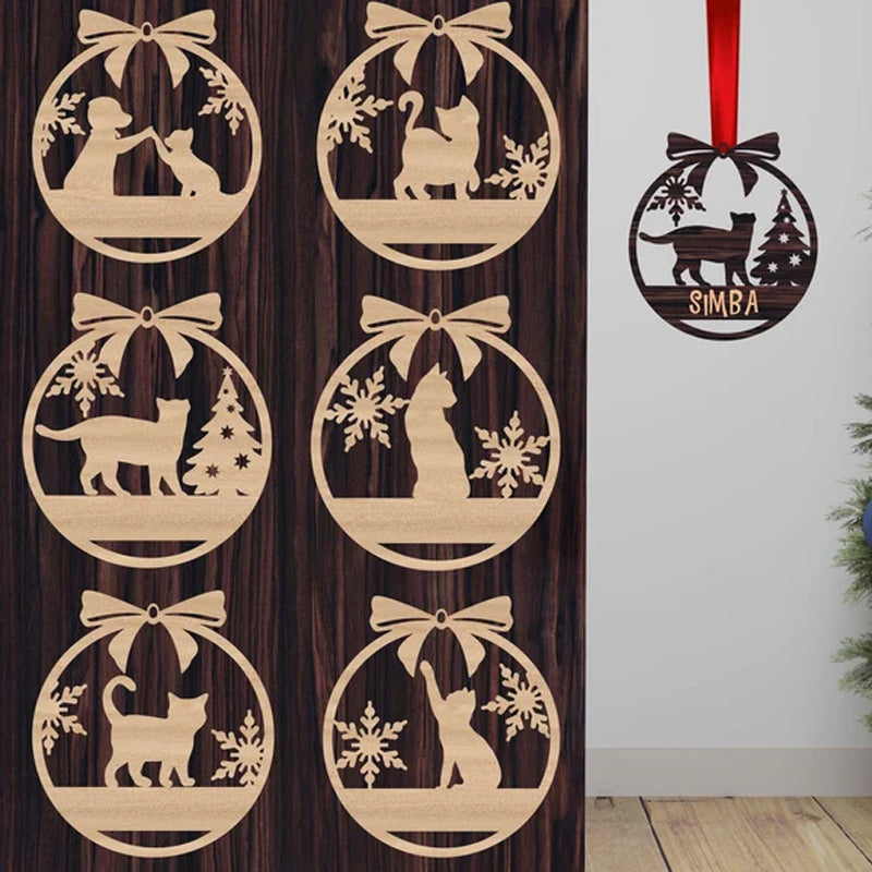 Cat pattern Christmas ornaments, custom gifts, Christmas personalized decorations, pet ornaments, cat pattern