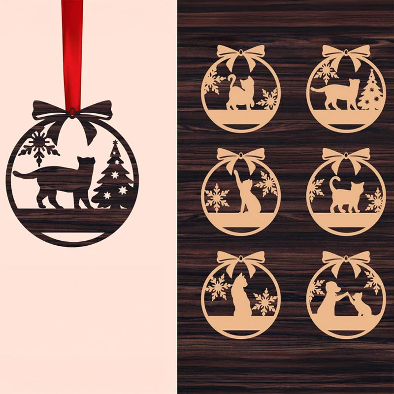 Cat pattern Christmas ornaments, custom gifts, Christmas personalized decorations, pet ornaments, cat pattern